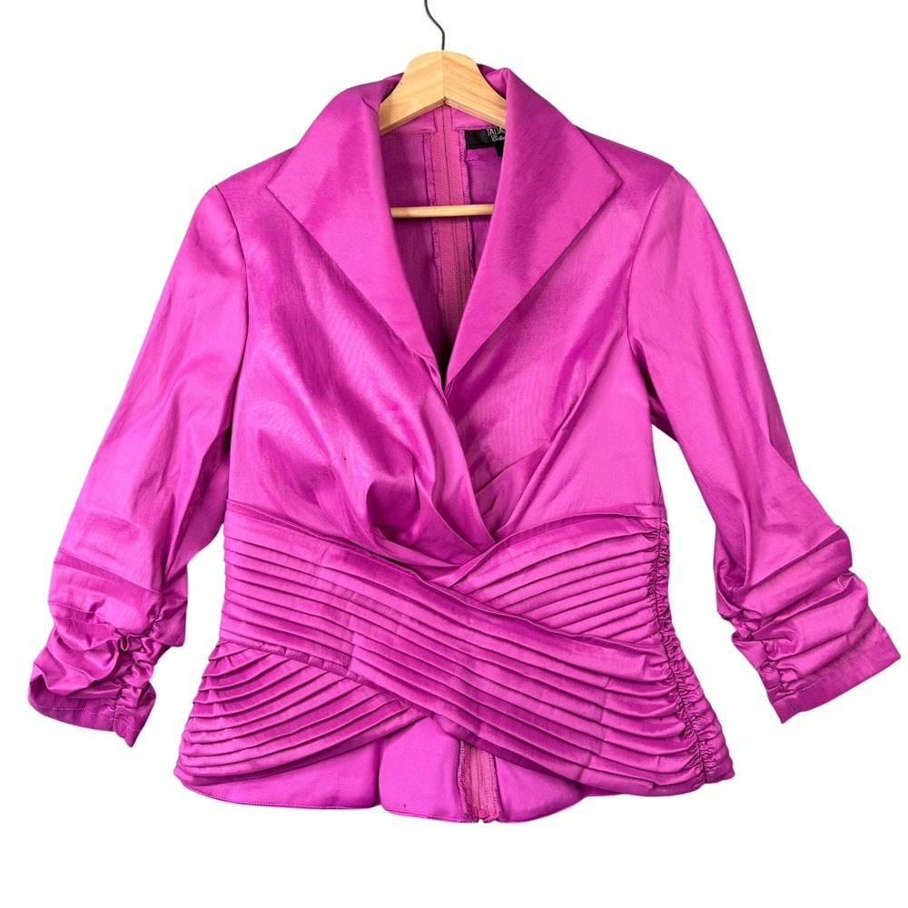 Tadashi Collection CY75499 Pintuck Pleated Portrait Collar Top Fuchsia Pink 6